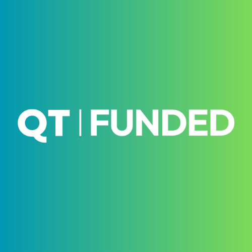 QT Funded prop trading firm logo – 1-2-3 challenge, Funding up to 400,000, known for stability.