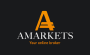 AMarkets forex broker logo – FSC regulation, trusted trading conditions, scalper-friendly.